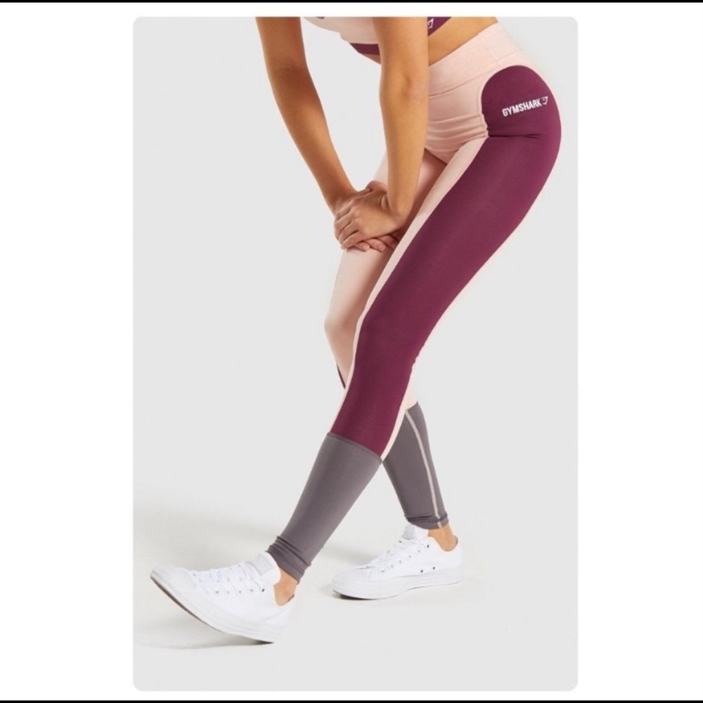 Gymshark Illusion Leggings - Dark Ruby/Blush Nude/Slate Lavender